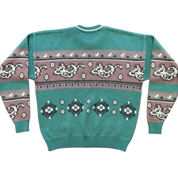 VTG TOWNCRAFT Long Sleeve Crew Neck Sweater in Retro Fair Isle SZ XL - Picture 4 of 7